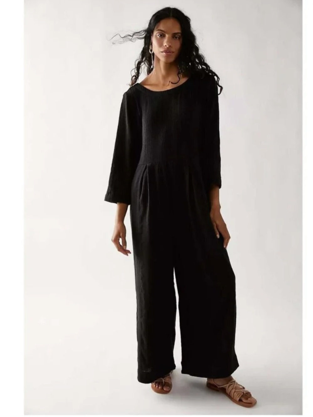 Free People Shiloh One Piece Jumpsuit Size L Linen Blend Romper Summer Beach